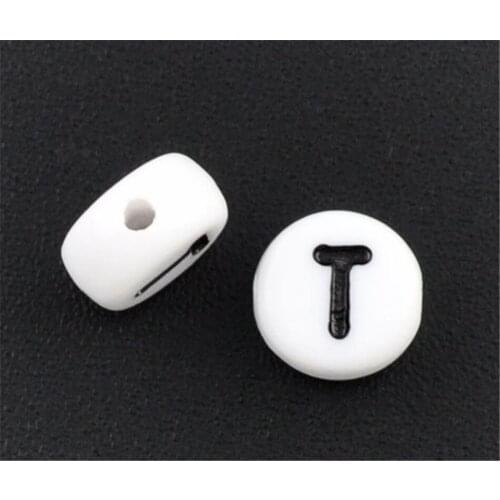 DoreenBeads 500Pcs Acrylic Alphabet/Letter "T" Flat Round Spacer Beads 7mm(B08347), yiwu