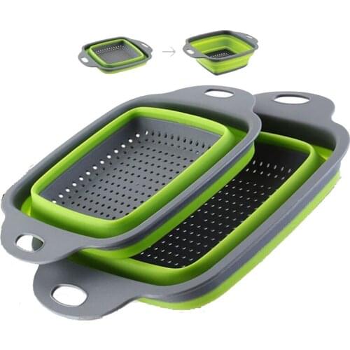 Foldable Silicone Colander Fruit Vegetable Washing Drain Strainer Basket Strainer Collapsible Colander With Handle Kitchen Tools
