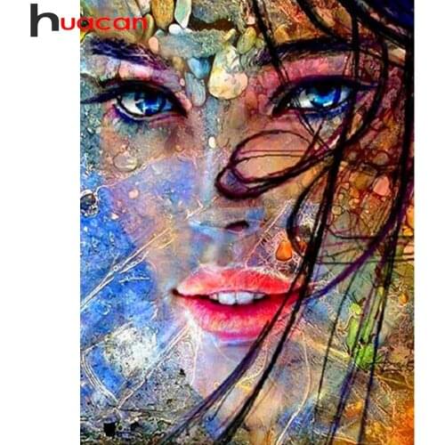 Huacan 5D Diamond Painting Full Square/Round Girl Diamond Mosaic Embroidery Portrait Paintings For Interior Creative Hobbies