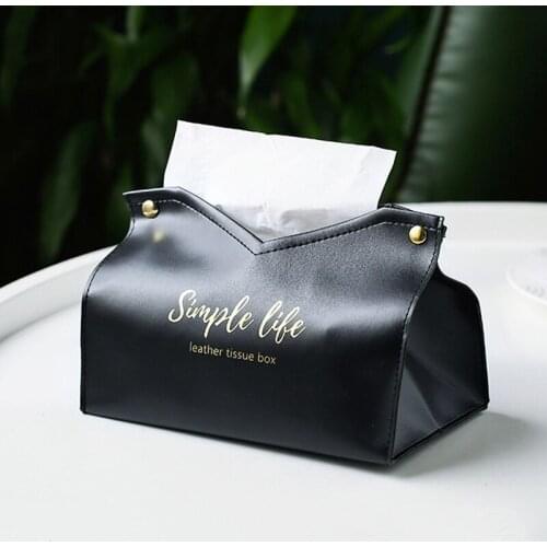 European PU Tissue Holder Box Dispenser Soft Napkins Paper Tissue Box with Large Open Button Design Home Kitchen Tissue Boxes