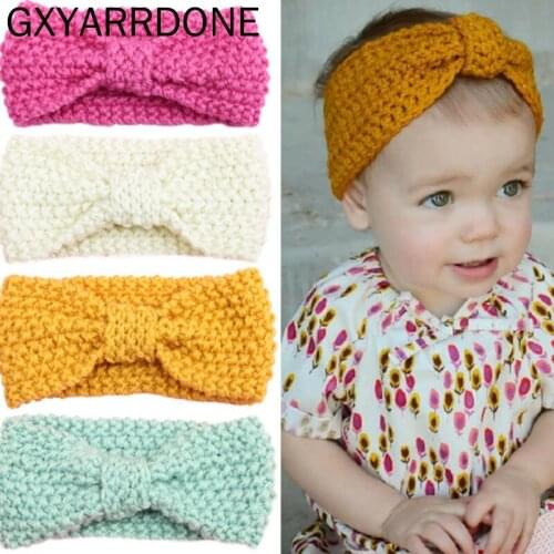 2019 Newborn Headbands Baby Hair Accessories Girl Winter Crochet Head Wrap Warmer Knitted Bow Hairband Hair Band Hair Bow