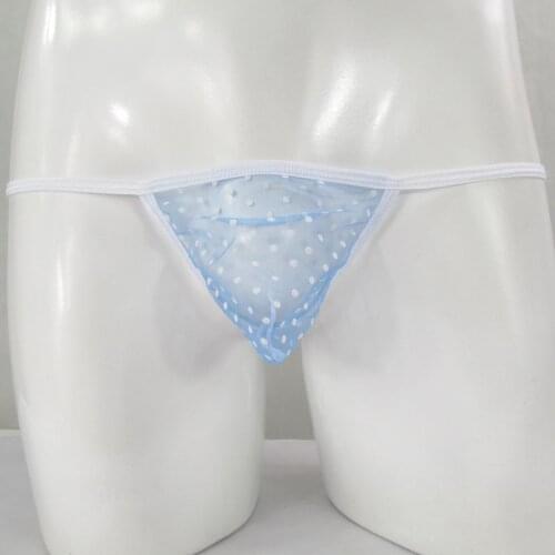 Mens sexy narrow string mini pouch thong G3679 Poly Tulle net C-thru