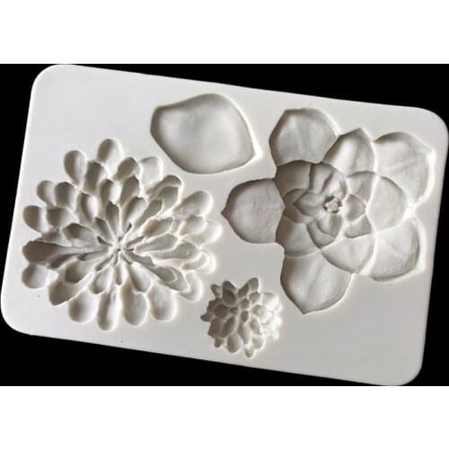 Fleshy big flower chrysanthemum chocolate silicone mold fondant cake big petal flower leaf DIY baking mold