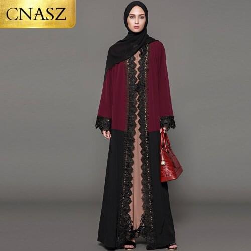 New Abayas For Muslim Women 2018 UAE Kaftan Dubai Lace Kimono Cardigan Muslim Hijab Dress Jilbab Robe Islamic Clothing