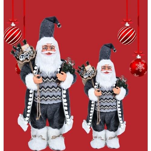 New Christmas Decorations AliExpress Hot Sale Gray Robe Back Gift Bag Santa Claus Home Decoration Ornaments Christmas Doll