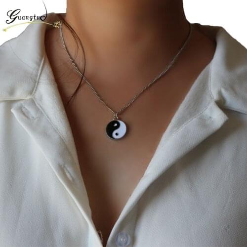1PCS Taichi Shape Pendant Necklaces For Women Men Yinyang Ba Gua Necklace China Tattoo Chain Colar Fashion Jewelry
