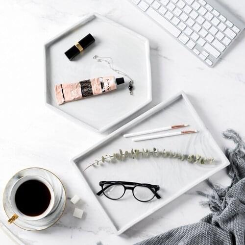 Nordic Creative Tea Tray Marble Handmade Decorative Food Coffee Ceremony Tea Tray Bandeja Madera Kitchen Teaware DB60TP