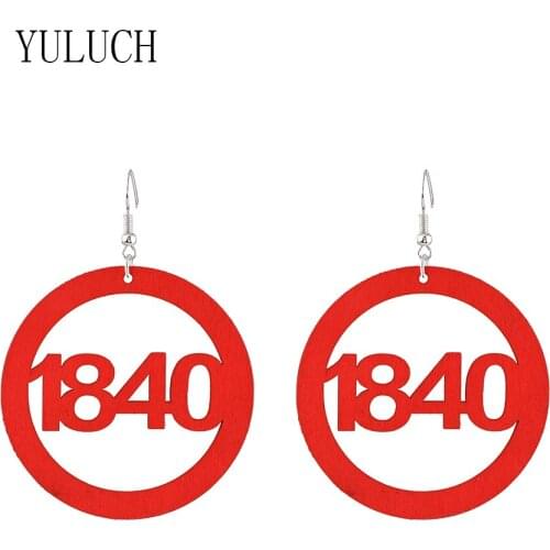 YULUCH Girl hollow letter 1840 pattern pendant earrings natural wood elegant art simple woman jewelry ladies party accessories