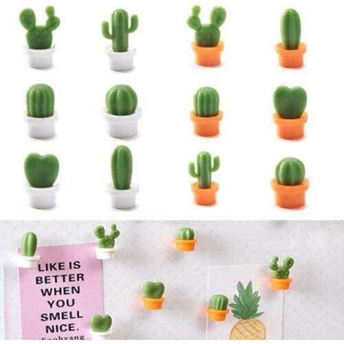 Cute Succulent Plant Magnet Button 6pcs/set Cactus Refrigerator Message Sticker Fridge Magnets LX8616