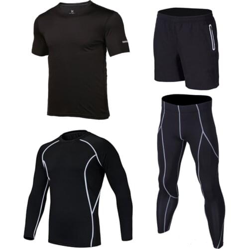 4Pcs/set Sports Suit Kids compression base layer Running sets Quick Dry basketball soccer sport tights leggings Fitness Clothes