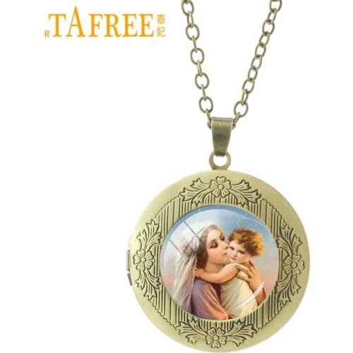 TAFREE Virgin Mary And Jesus Locket Pendent Necklace Fashion Christianity Catholic Religious Present Wedding Women Jewelry VM038