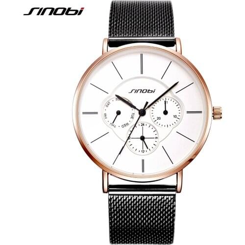 SINOBI Ultrathin Watch Men Fashion Casual Watches Stainless Steel Watchband Geneva Quartz Date Clock Relogio Masculino 2017 Saat
