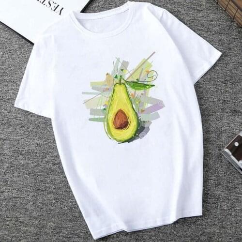 Women Printing Small Fresh Avocado Cartoon T Shirt Vintage Harajuku Tops Personality Cute Tops Short Sleeve Loose Top Tees Femme
