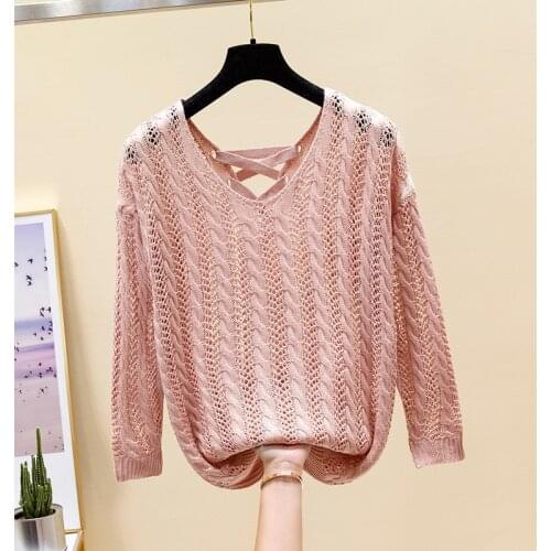 Hollow out knitwear womens spring thin loose spring 2021 new popular sweater, net shirt and blouse