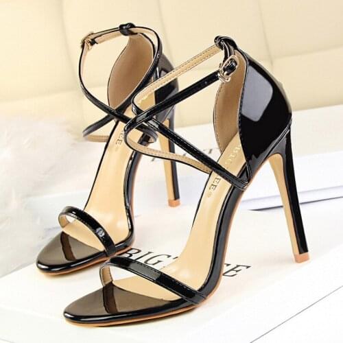 2021 New Buckle Strap High Heels for women Sandals Stiletto 11cm Sexy Heels Party Shoes Women Pumps Ladies black Shoes PU