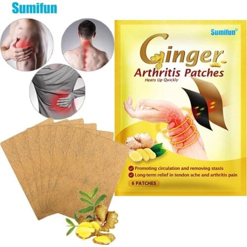 Sumifun 18pcs Ginger Joint Back Pain Plaster Neck Massage Tendon Sheath Body Warmer Patch For Hand Wrist Thumb Finger Therapy
