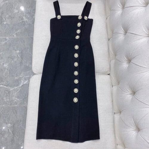 Women 2021 fashion new sleeveless Czech rhinestone suspender dress 0320