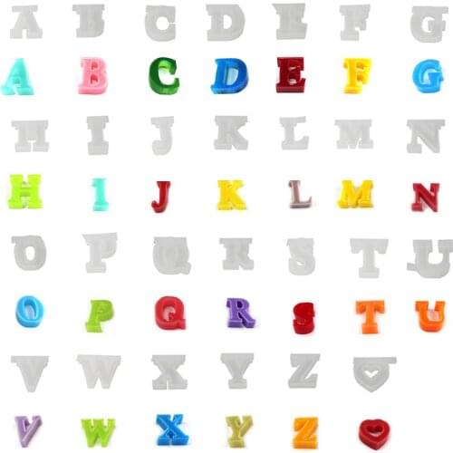 26 PCS Letter Mold Decor DIY Handmade Crystal Epoxy Mold 26 English Alphabet Silicone Dried Flower Pendant For Home Decoration