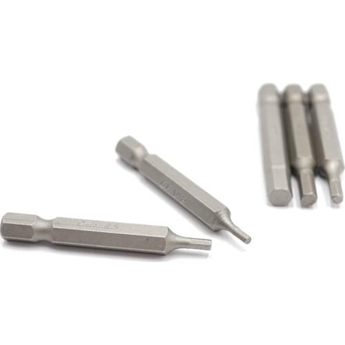 5pcs 50mm Lenght H2 H2.5 H3 H4 H6 Hex Screwdriver Bits 1/4 Inch Shank Allen Key Screw Drive Head For Home Repairing Tools