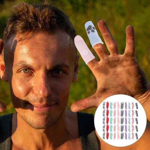 50pcs Cotton Finger Cover Sweat-absorb Finger Protective Sleeves Breathable Fingertip Cover for Men (Random Color)