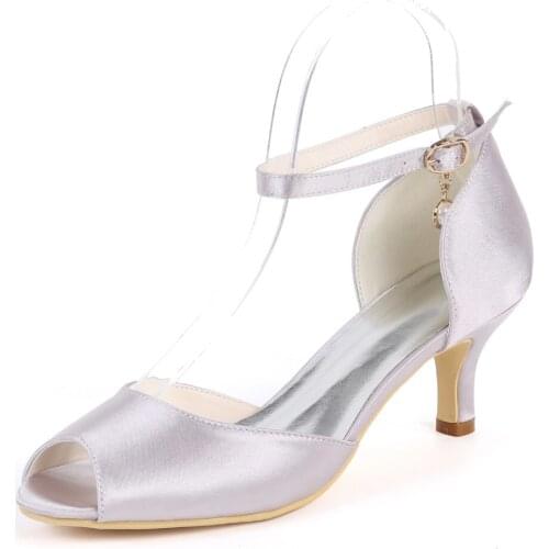 Creativesugar ladys satin evening dress shoes D'orsay ankle strap with buckle 6cm med heels bridal wedding prom pumps mother