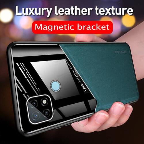 Car Magnetic Holder Leather Case For Oppo Realme C21 C20 C11 2021 C3 C15 C17 Realmi C 3 11 15 17 20 21 Protect Phone Cover Coque