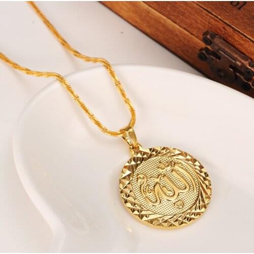 Bangrui Gold color allah pendant necklaces Islamic Jewelry arab mohammed necklaces muslimah Middle Eastern eid al-fater