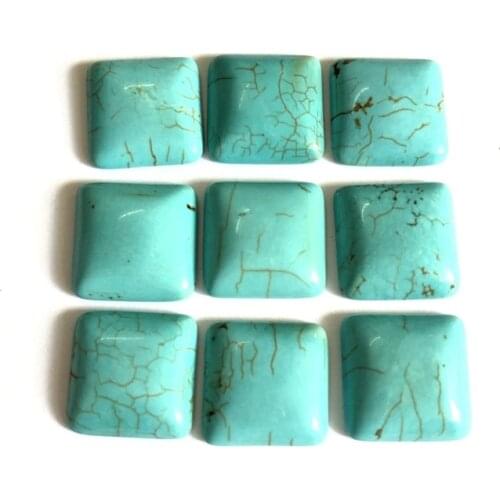 Natural Magnesite Turquois e Bead Cabochon 8mm 10mm 15mm 20mm 25mm Square cushion Gem Stone Cabochon Ring Face 2Pcs/pack