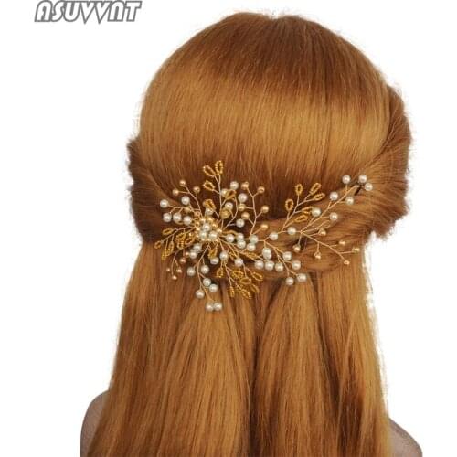 Noble Bridal Gold Jewelry Rhinestone Combs Headdress Jewelry For Women Girl Headbands Bride Wedding Hair Dress Up For Girl