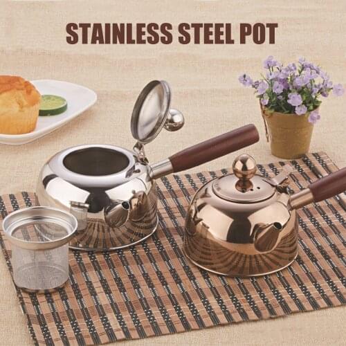 500ML/680ML Tea Kettle Stainless Steel Wooden Handle Tea Pot Boiling Water Wear-resistant And Durable Water Pot Home Tea Tools