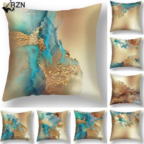 Retro Marble Texture Print Art Cushion Cover Pillow Case For Sofa Car Comfortable Soft Square Throw Pillows Covers 45x45cm