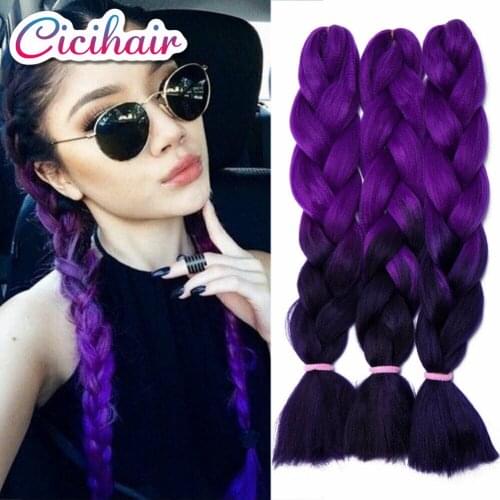 CICIHAIR 24Inch 100G Twist Braids Braiding Hair Extensions Jumbo Braids Pure/Ombre Color Synthetic Hair Support Wholesale