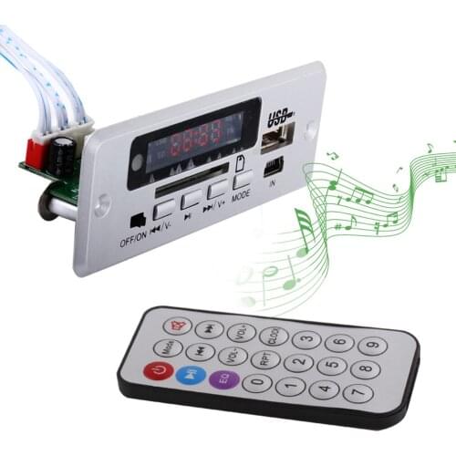 5V/12v Digital LED mp3 decoder Board + IR Remote control usb SD FM Radio For CAR