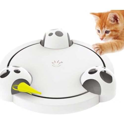 Electric Cat Turntable Toy Crazy Play Plate Cat Catching Mouse Game Adjustable Velocity Kitten Puzzle Exercise Game Cat Supplies