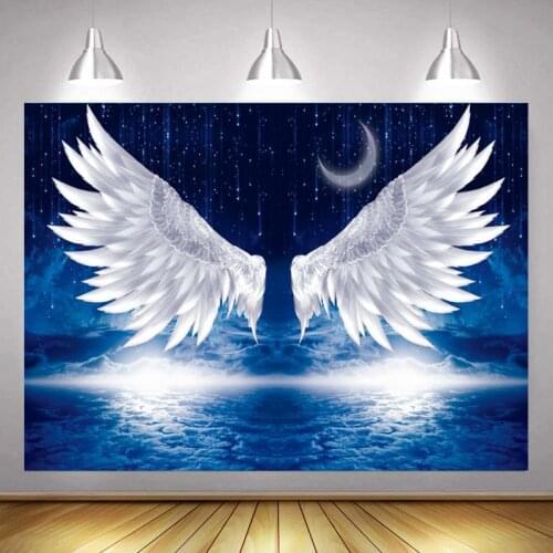 Under The Moonlight Princess White Wings Blue Background Girl Birthday Party Scene Decorated Photo Studio Photography Cloth
