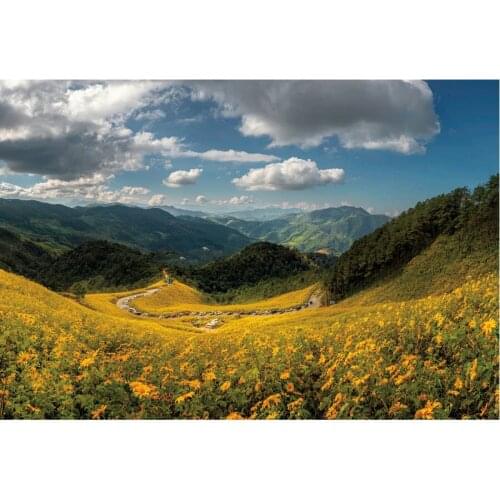 Plants Backdrop Flower Sea and Mountain Photography Background Holiday Celebration Photo Booth Studio Decor