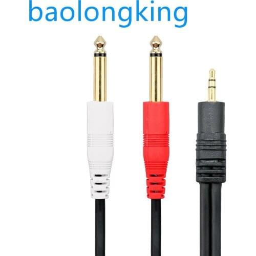 6.3mm Mono 1/4 inch Jack to 3.5mm Stereo Jack Audio Cable Instrument Cable Male to Male with Zinc Alloy Housing and Nylon braid