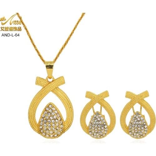 ANIID Womens Necklace Set Earring Wedding Jewelry Woman Zircon Indian Jewellery Saudi Arabia Gold Stainless Steel Dubai Design