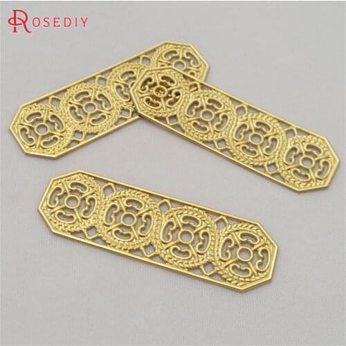 29441)20PCS 46x15MM Not plated color Brass Rectangular Coins Connect Charms Diy Jewelry Findings Accessories Wholesale