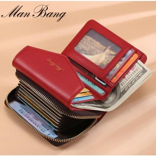 ManBang Women Wallet Card Holder Credit Card Holder Women Zipper Pocket Card Case Zipper Coin Purse