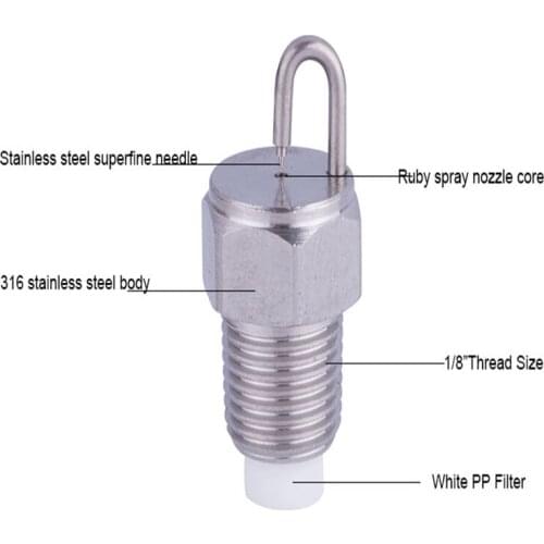 Impingement Micro fog nozzle,super fine misting fog spray nozzle,ruby cone fog nozzle,1/8"Bspt fog Jet,impact misting nozzle