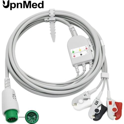 Mindray 12 Pin One Piece 3 Lead ECG Cable,Clip,AHA