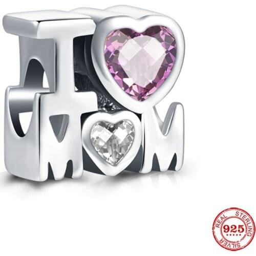 New Original Silver Color I Love You Pink Diy Bead Fit European Pandora Charms Bracelet Bangles Jewelry P605