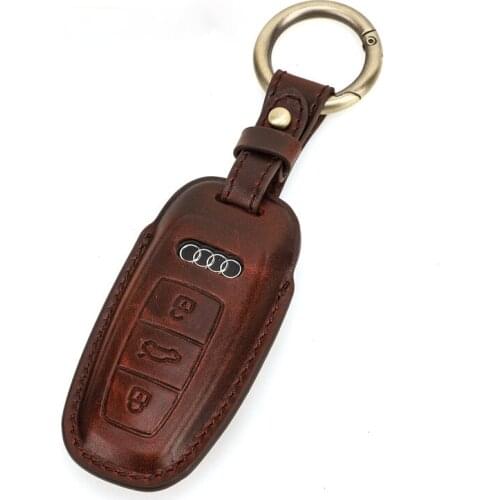 First layer leather car remote key holster BMW Benz Audi remote key bag