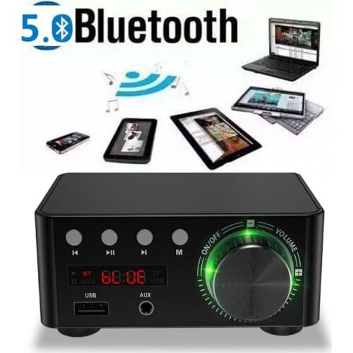 Digital Power Audio Amplifier board HIFI Bluetooth 5.0 50WX2 Stereo AMP Amplificador Home Theater USB TF Card Player