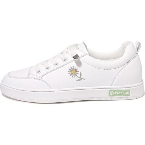Round-Toe Flat Low-Top Shoes Solid Color WomenS Shoes Decorated With Daisies WomenS Platform Shoes