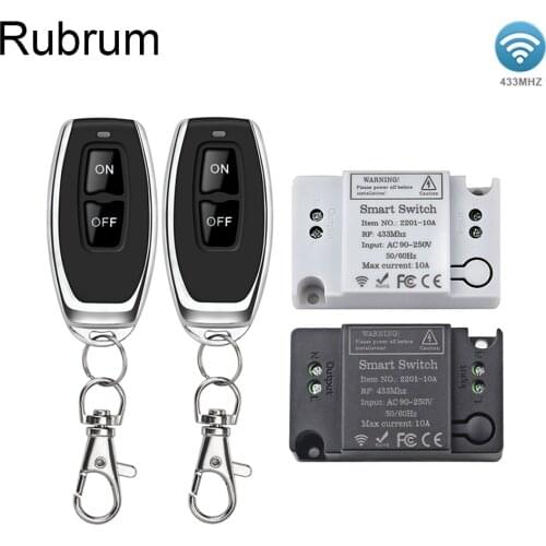 Rubrum 433Mhz Remote Control Switch 110V 220V RF Switches Relay Receiver and Transmitter For Smart Home Light LED Control On/Off