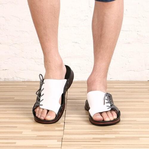 QWEDF 2019 New Fashion Summer Mens Cow Suede Leather Slippers High Quality Soft and comfortable Mens casual slippers BH-63