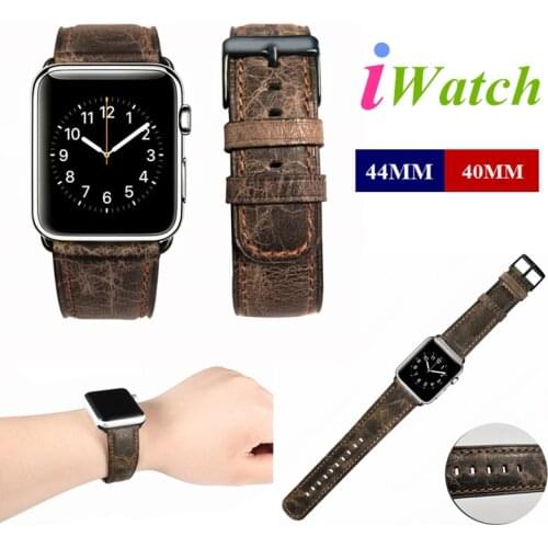 2020 New Genuine Luxury Classic Leather Watch Band Strap for Apple Watch 44MM 40MM Replacement Wristband for iWatch 4 3 2 1 Belt