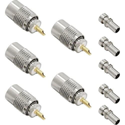 TOP 5-Piece PL-259 UHF Male Welding Connector Plug 50Ohm for RG59, RG8, RG8X, LMR-400, RG-213 Coaxial Cable